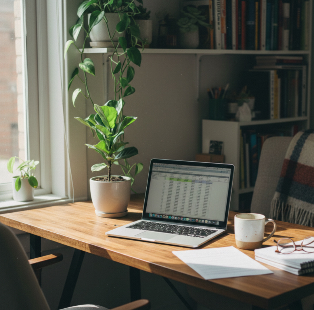 A professional home office workspace